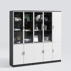 
Office bookcase file cabinet three/four door low cabinet wooden boss desk stationery cabinet combination five-layer board type
