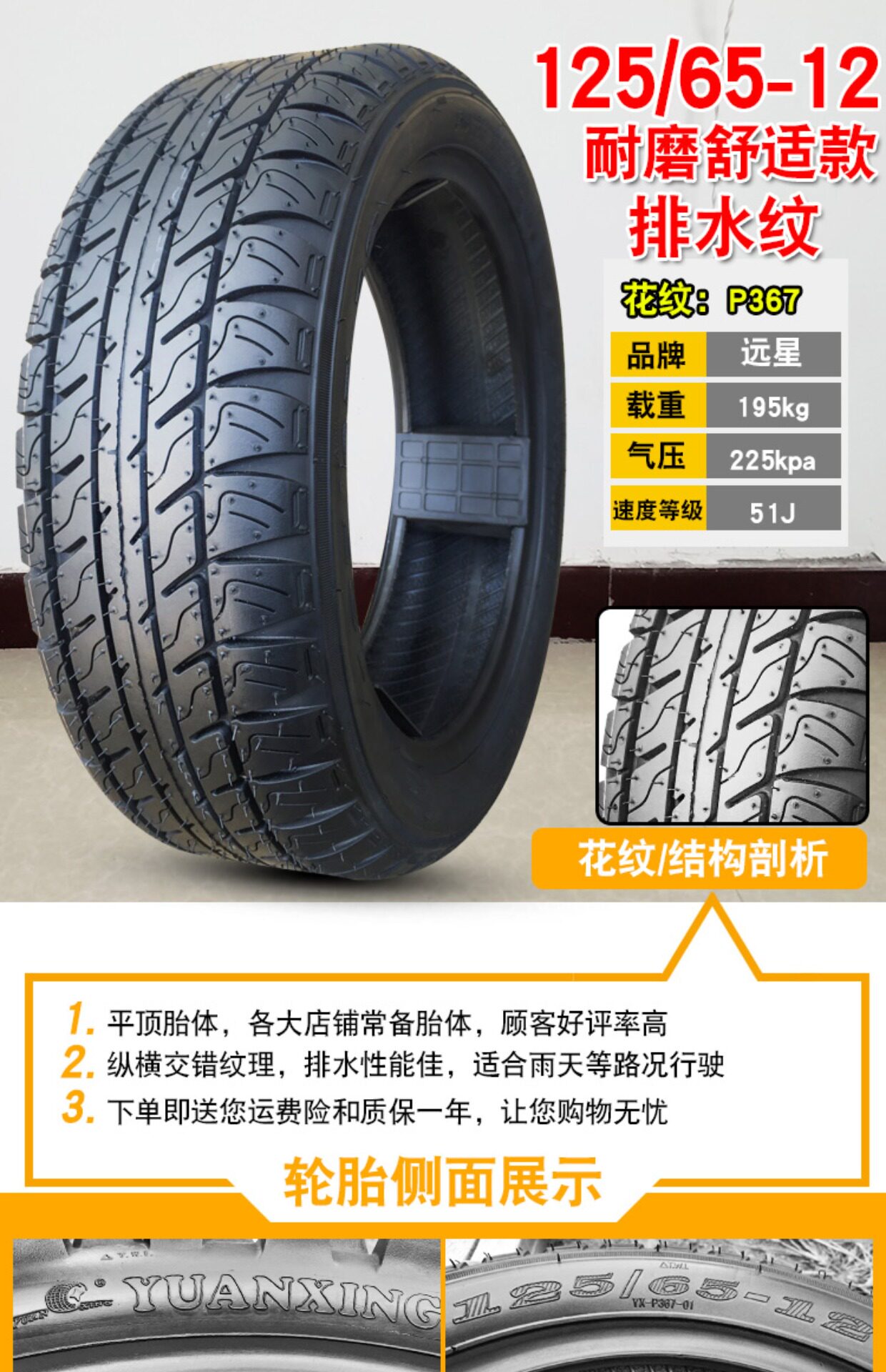 GECO Sonderreifen 125/65-12 Zoll Reifen Für Kabinenroller