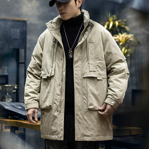 
Winter 90 white duck down mid-length down jacket for men 2026 new trendy brand thickened stand-up collar warm work jacket trendy