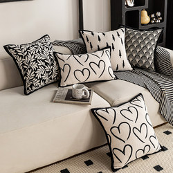 ins Trendy Internet Celebrity Pillow, Black and White Simple Heart-Shaped American-Style Sofa Cushion, Backrest, Light Luxury Pillow, Headboard Pillow Cover