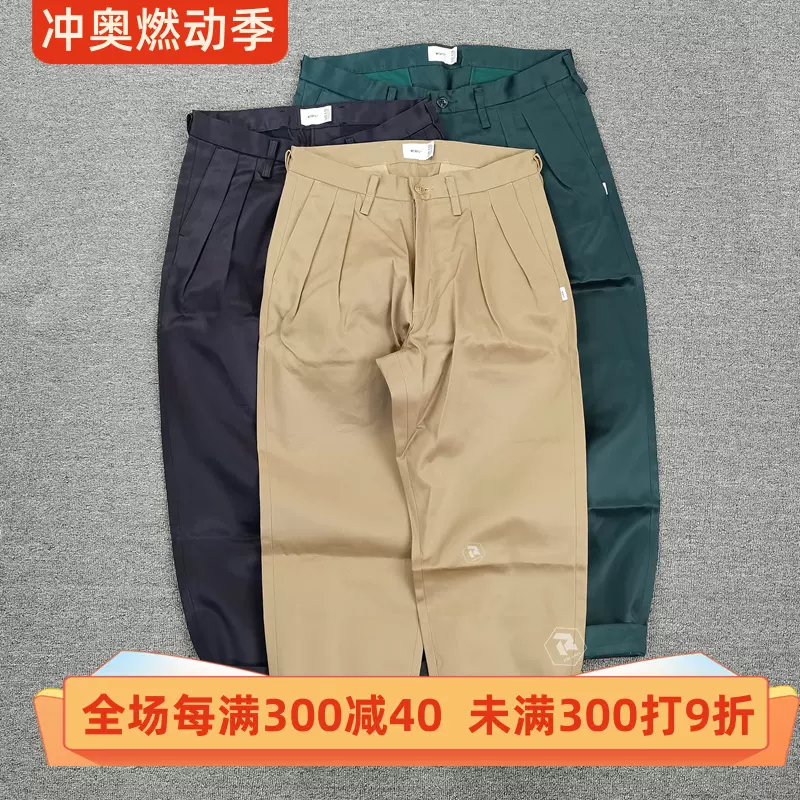 飄渺現貨WTAPS TUCK 02 TROUSERS COTTON TWILL 寬鬆休閒褲男21SS-Taobao