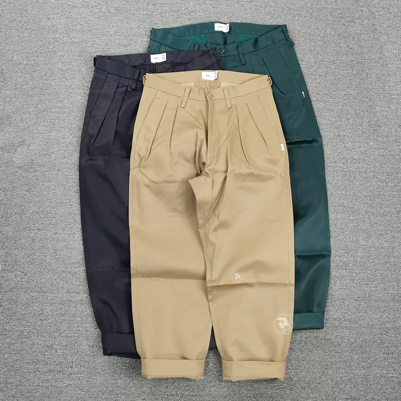 飄渺現貨WTAPS TUCK 02 TROUSERS COTTON TWILL 寬鬆休閒褲男21SS-Taobao