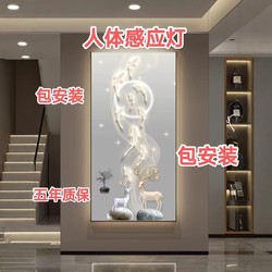 Nine Fishes Entrance Led Light Human Body Sensor Starry Sky Reindeer Decorative Painting High-End Hanging Painting Modern Corridor Aisle Light Painting