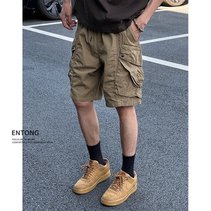 
Entong Japanese trendy brand functional work shorts summer thin men's three-dimensional pocket loose straight five-quarter pants
