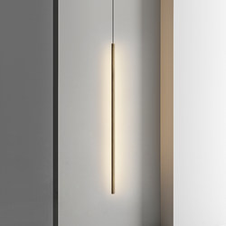 All-Copper Master Bedroom Bedside Pendant Light, Minimalist Light Luxury Linear Pendant Light, High-End Living Room Background Wall Long Line Pendant Light