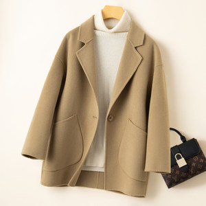 Cocoon double -sided wool coat female medium long model 24 autumn and winter Korean version of the new small loose wide version of the woolen coat
