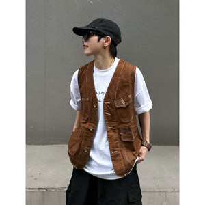 
XBRO Japanese retro line multi-pocket short four-season work clothes for men and women versatile vest vest vest vest vest vest vest vest vest vest vest vest vest vest vest vest vest