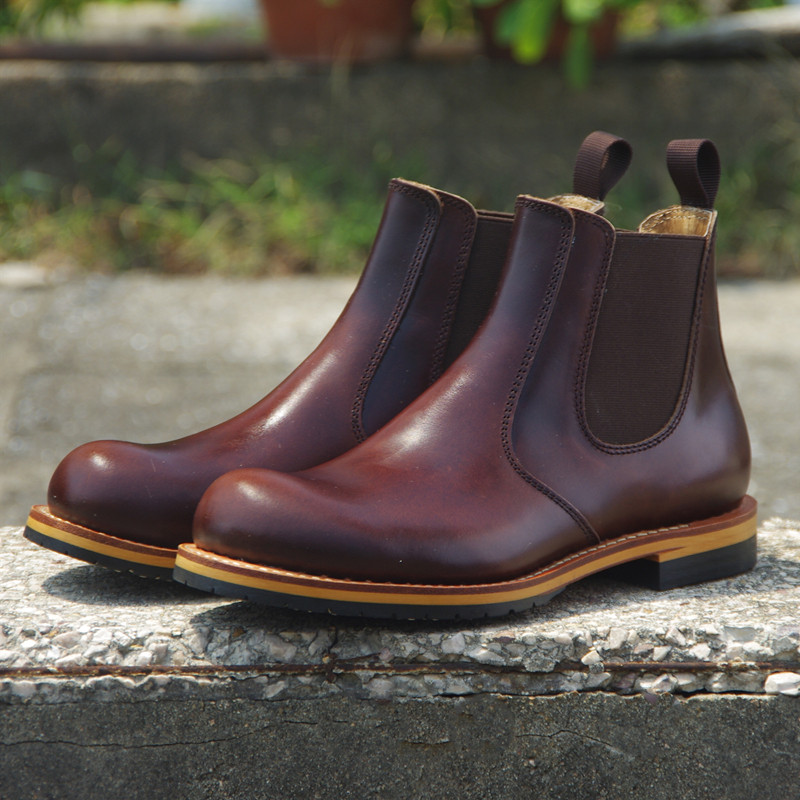 Sepatu Bot Chelsea Kulit Buatan Tangan Goodyear Welt Sepatu