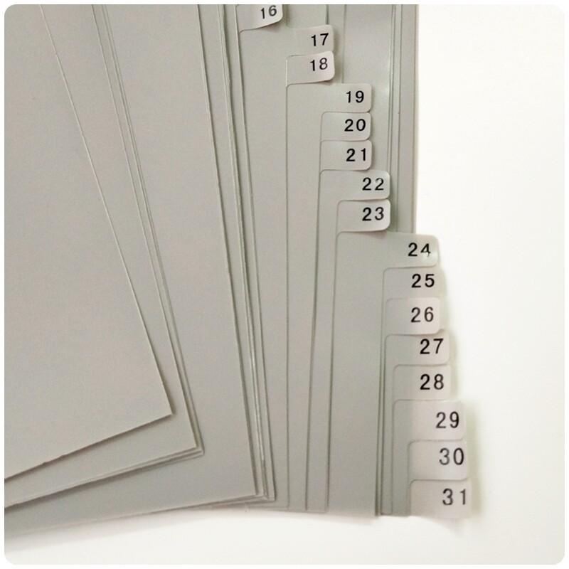 PP 플라스틱 분류지 11구멍 루스리프 페이징 카드 입찰서 구분 31페이지 파일 루스리프 인덱스 라벨 카드-