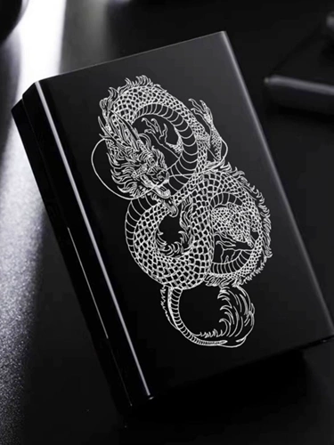 Мужской черный портативный резной мультяшный металлический ультратонкий портсигар, алюминиевый сплав