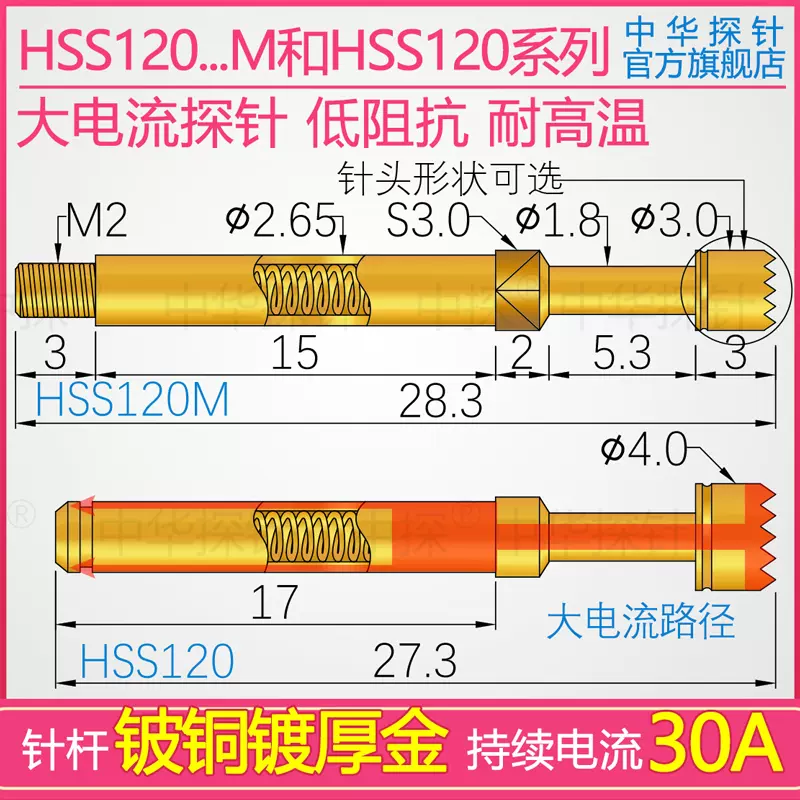 大电流探针HSS120 ≤30A HRS120探针CP265-H3.0-M2 R113-30-M2-Taobao