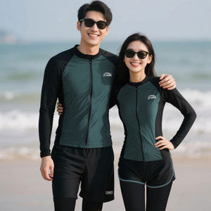 Couple swimsuits, split long sleeves, long trousers, conservative sun protection, conservative quick-drying long sleeve jellyfish suit surfing beach vacation suit