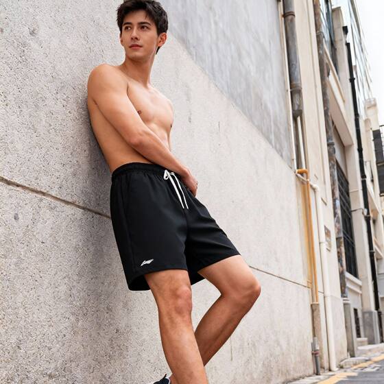 Li Ning genuine swimming series men's casual and comfortable lace-up sun protection simple sports beach pants ASLU133