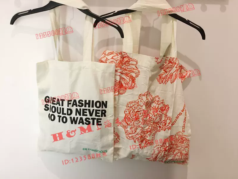 INSHM女包H&M专柜正品hm棉帆布包女环保购物袋字母豹