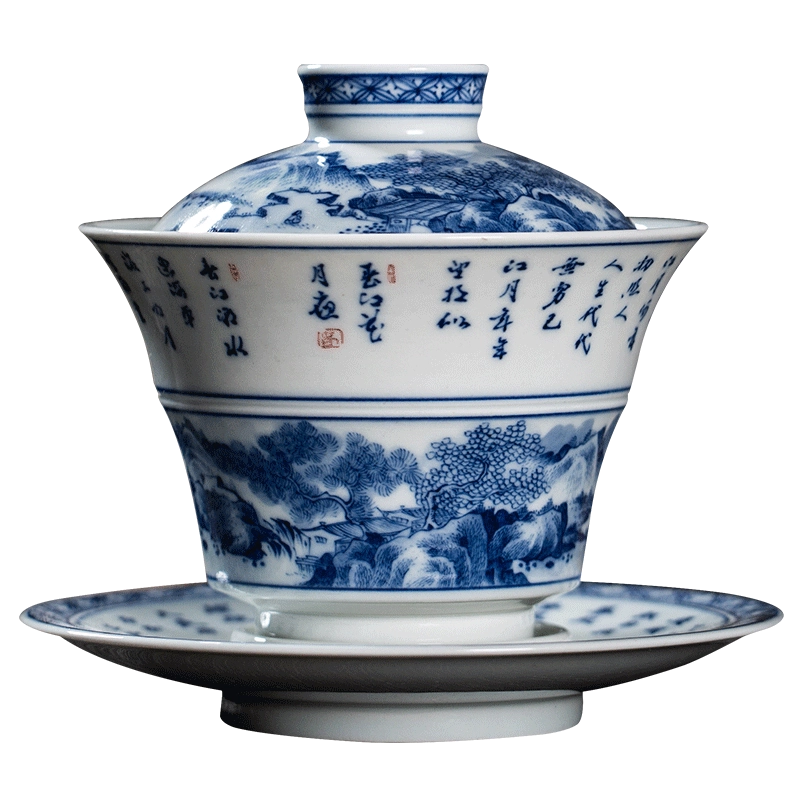 茶道具 青花 山水紋 嘉慶年製 款 蓋置 DT336 茶道具 青花 山水紋 嘉慶年製 款 蓋置 DT336 茶道具 青花 山水紋