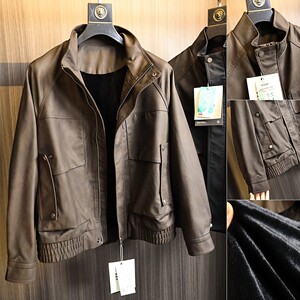 太帅了！机车范十足！秋冬男士美式复古皮料宽松百搭立领PU皮皮衣