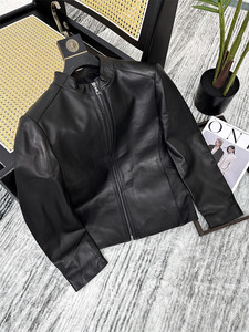 
Showcase/2000+ offline beef ~ sheepskin! Autumn men's solid color stand collar fashionable leather jacket