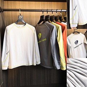 
Export brand outdoor order/moisture-absorbent and breathable! Autumn men's three-dimensional cutting quick-drying round neck long-sleeved T-shirt trendy