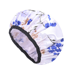 New Adult Shower Cap, Cute Waterproof Hair Cover, Cartoon Print Double-Layer Shower Cap, Women's Bathing Shower Cap, Anti-Dust Head Cover