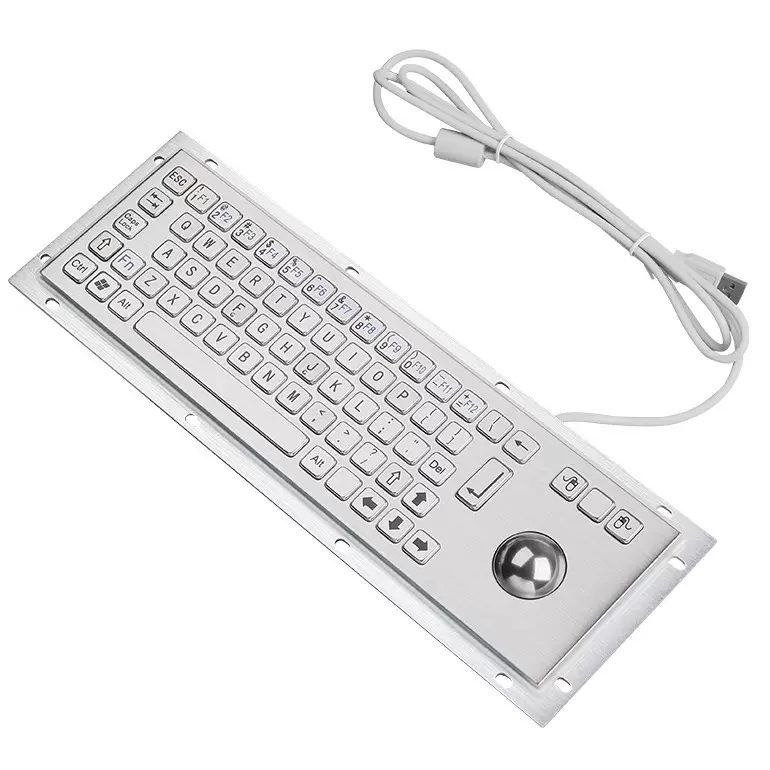 浩宇特DX-68A-G嵌入式金属不锈钢轨迹球键盘鼠标一体工业银行医院 