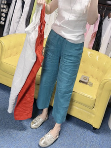 
Thin cotton and linen straight-leg casual pants for women in summer 2025 new slim harem pants large size meat-covered carrot pants