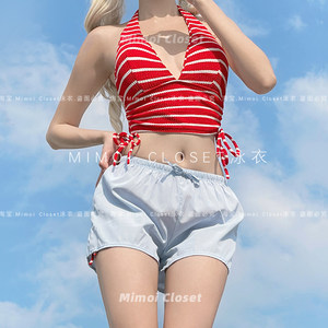 
Mimoi Closet Roman Holiday American V-neck Bikini Split New Swimsuit Women's Style