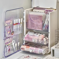 Large Refrigerator-Style Stationery Storage Box for Student Dormitory, Office Desk, Desktop Drawer-Type Workstation File Storage Cabinet