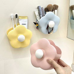 Bathroom Wall-Mounted Storage Rack, No-Drill Installation, Bathroom Comb and Cosmetics Storage Box, Toothpaste and Toothbrush Organizer