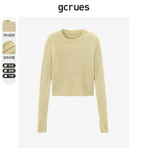 
gcrues simple round neck sweater high-end lazy style pullover autumn and winter women's 2024 new niche temperament top