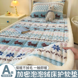 Winter Thickened Bubble Milk Velvet Bed Protector Student Dormitory Single Coral Flannel Children's Quilt Soft Mattress