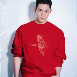 Year of the Horse Sweatshirt for Men and Women, Spring and Autumn Trendy Brand, Round Neck Design, Loose Fit, Versatile, Fashionable, Trendy, Unique, Casual Base Shirt