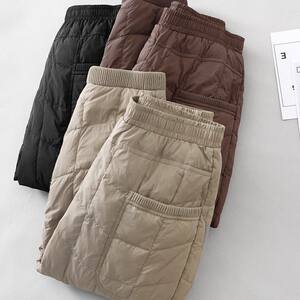 
Lightweight down pants for men to wear as outerwear, slim fit casual pants, warm cotton pants for men, winter thickened harem leggings sweatpants