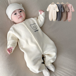 Baby Warm Jumpsuit for Spring, Autumn and Winter, Fleece-Lined Romper for Boys and Girls, Warm Fleece Outdoor Clothing, Infant Indoor Crawling Suit