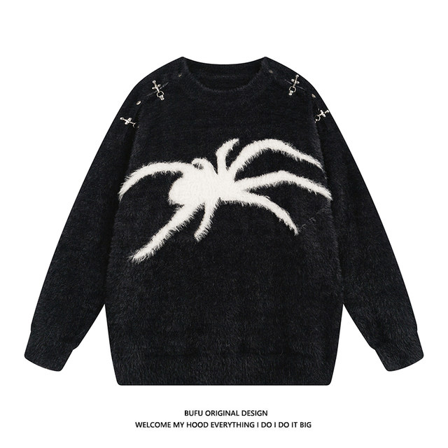 Billions of Boys BUFU national fashion brand American high street spider sweater for men and women in autumn and winter niche design tops for couples