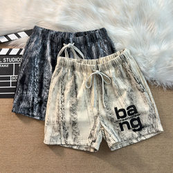 American trendy brand tie-dye shorts for men, summer loose