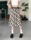 
Retro plaid pleated skirt fat mm mid-skirt for women summer mid-length slim college style jk high waist A-line skirt