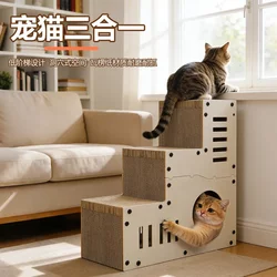 Cat Scratching Board, Cat Climbing Frame, Cat House All-In-One, Corrugated Paper, Extra Large Claw-Grinding Cat Self-Entertainment Toy, Stairs, Pet Supplies