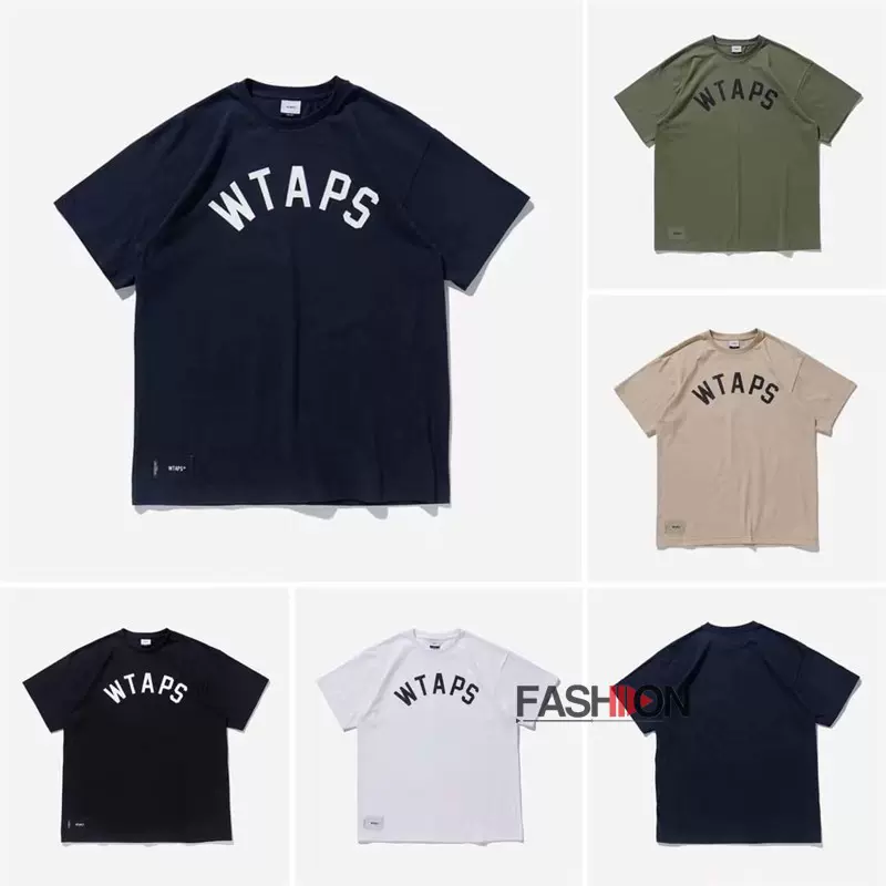 WTAPS 22SS 隐藏款拱形字母LOGO印花日系男女情侣休闲短袖T恤-Taobao