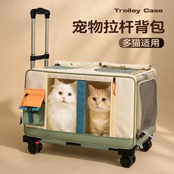 Cat Carrier, Portable Cat Box, Airline Box, Double Cat Box for Two Maine Coons, Large Capacity Suitcase, Pet Trolley Box
