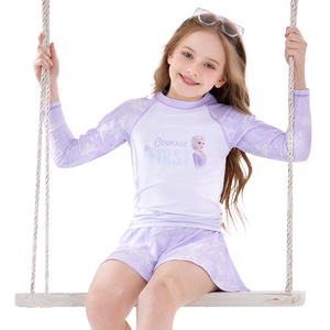 
Children's swimsuits girls 2025 new professional training long-sleeved sun protection split skirt quick-drying girls swimming trunk suit