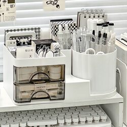 Desktop Storage Box, Desk Organizer, Desk Writing Table Organizer, Stationery Multi-Functional Student Rotating Pen Holder