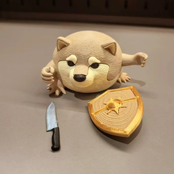 My Knife and Shield Shiba Inu Internet Celebrity Emoji Figurine 3D Printed Toy Model Toad Dog Abstract Creative