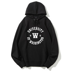 Uw University of Washington Sweatshirt Pullover Hooded Oversized Loose Fleece Long-Sleeve Student Class Uniform
