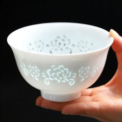 Jingdezhen Ceramic Exquisite Floral Pattern Rice Bowl Underglaze Color Household High-Value Tableware Bowl White Porcelain High-Temperature Soup Bowl