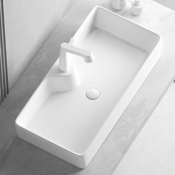 Simple Countertop Rectangular Washbasin Single Basin Household Artistic Washstand Small Balcony Ceramic Washbasin