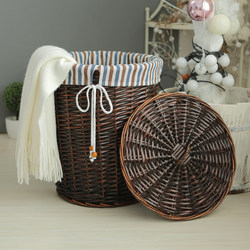 Storage Basket, Rattan Woven Dirty Clothes Storage Basket, Dirty Clothes Basket, Wicker Dirty Clothes Hamper, Toy Woven Basket with Lid