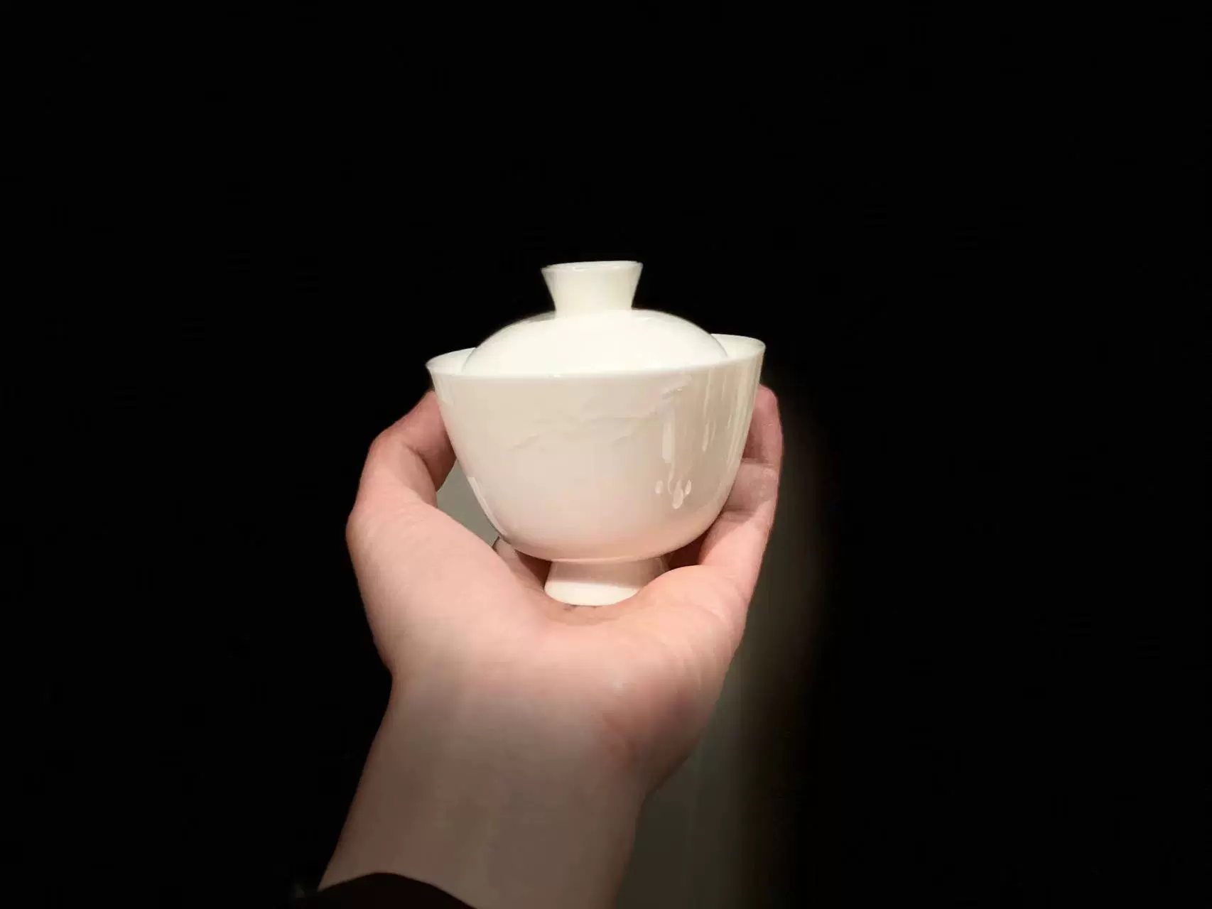 90年代臺定德化白瓷蓋碗 明刻梅花竹紋飾蓋碗 泡茶碗工夫茶道利器-Taobao