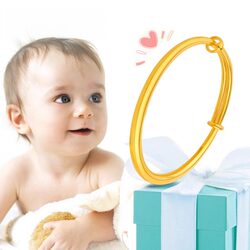Simulated Gold Baby Bracelet, Solid Gold Bracelet for Infants and Children, Adjustable Jewelry for Full Month or 100 Days Celebrations, Suitable as a Holiday Gift