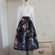 2025 Spring and Autumn New Women's Retro Print Pleated Mid-length Skirt A-line Large Swing High-waisted Umbrella Skirt