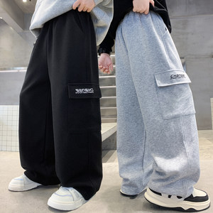 
Boys' pants spring 2026 new medium and large children's casual sports pants autumn loose children's overalls plus velvet